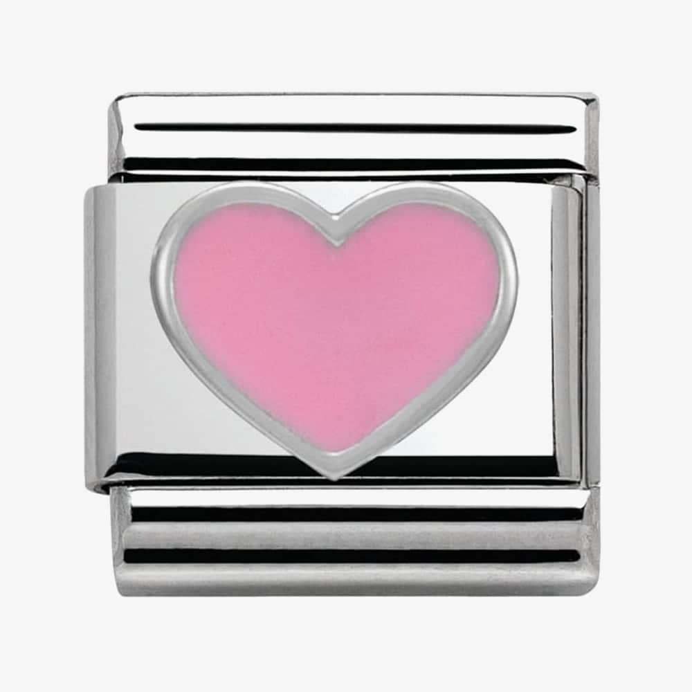 Product photograph of Nomination Classic Silvershine Honolulu Pink Heart Charm 330202 18 from The Jewel Hut