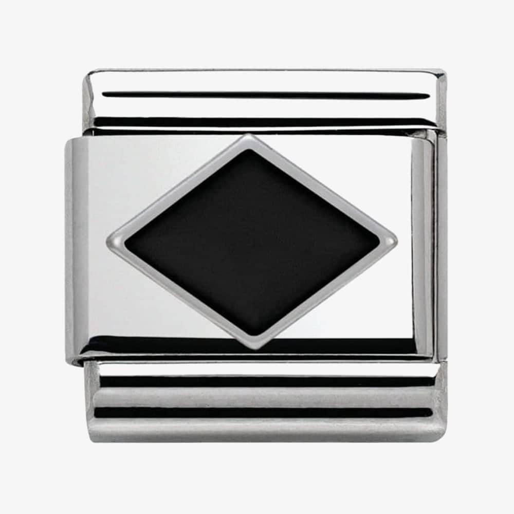 Product photograph of Nomination Classic Silvershine Symbols Black Rhombus Charm 330202 10 from The Jewel Hut
