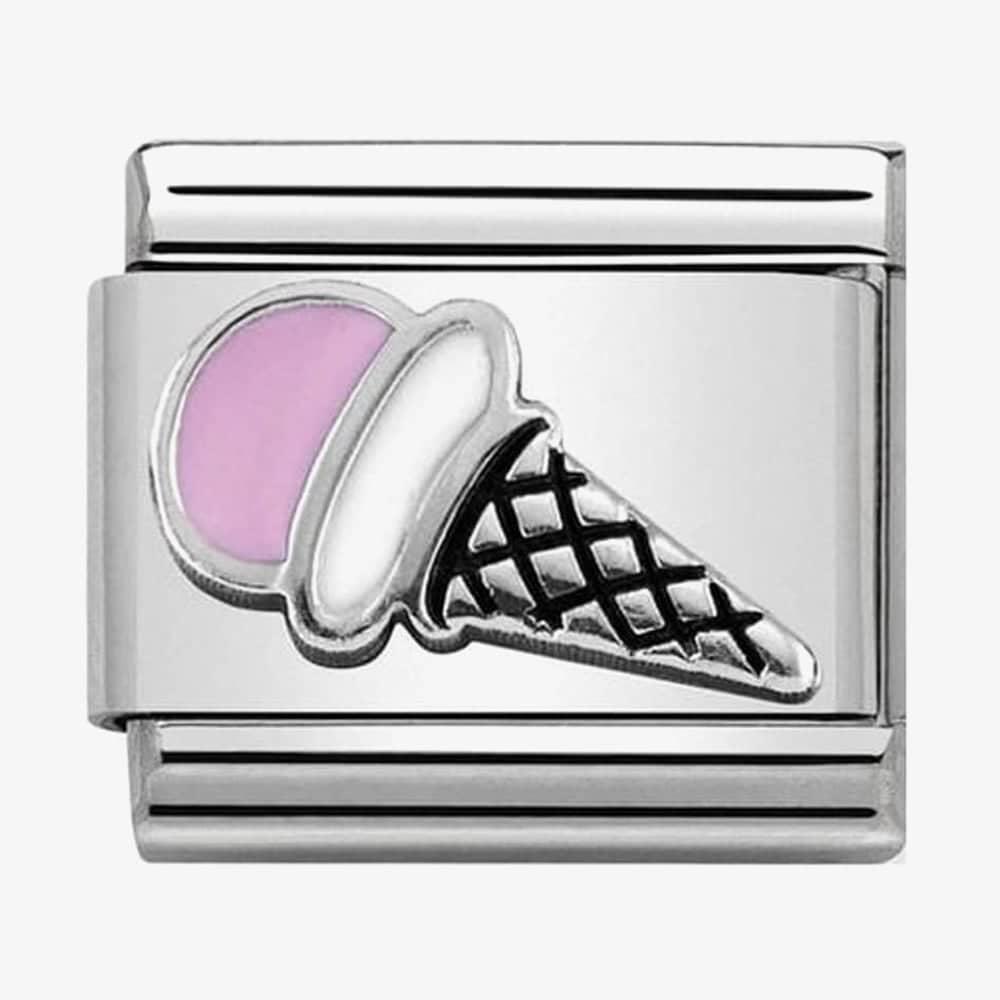 Product photograph of Nomination Classic Silvershine Symbols Pink Ice Cream Charm 330202 44 from The Jewel Hut