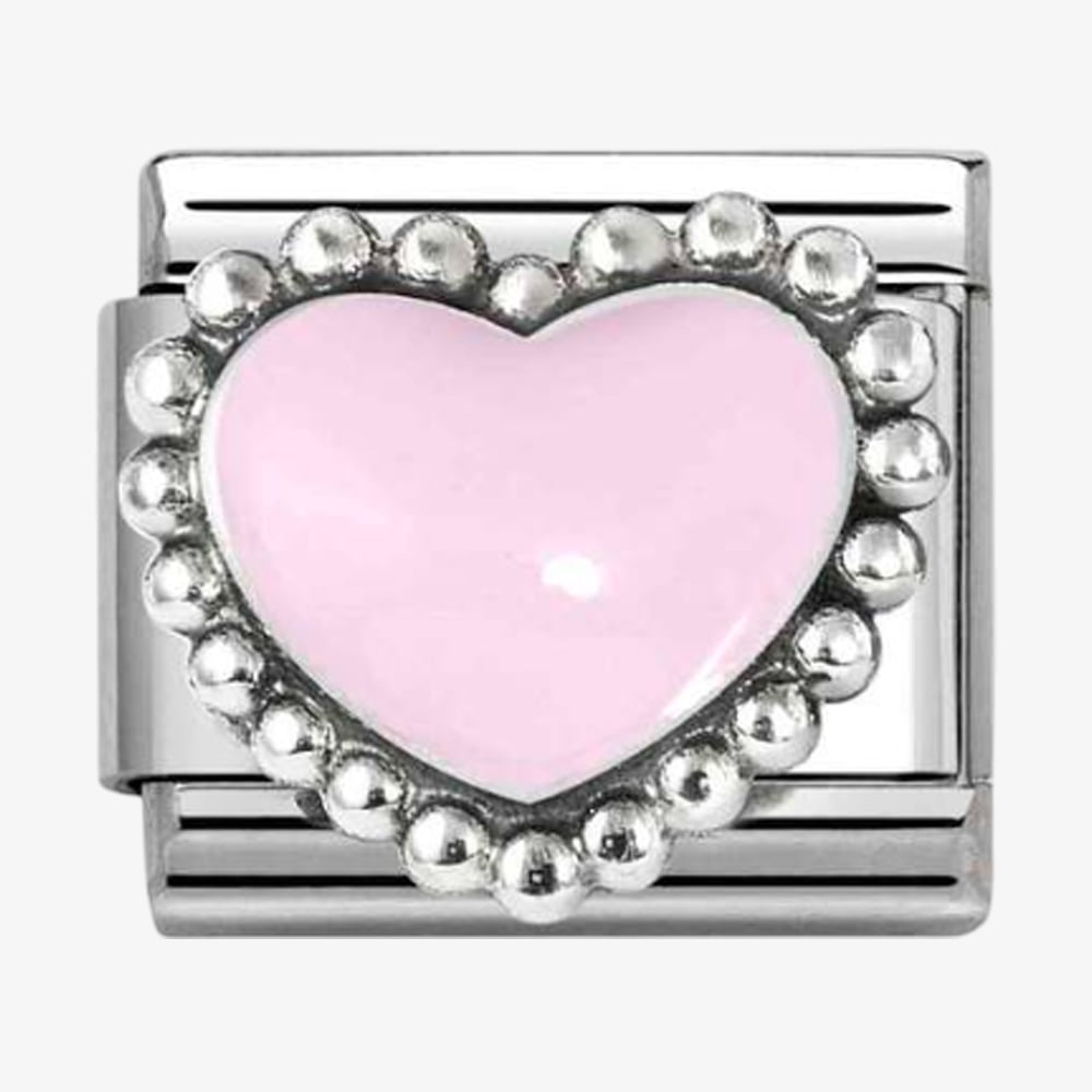 Product photograph of Nomination Stainless Steel Amp Silver Pink Dotted Heart Charm 330204 33 from The Jewel Hut