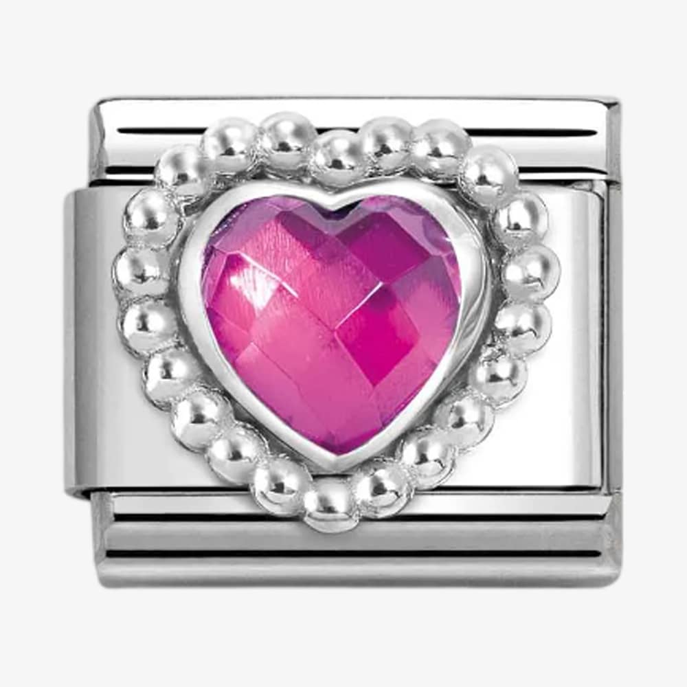 Product photograph of Nomination Classic Fuschia Faceted Heart Charm 330606 030 from The Jewel Hut