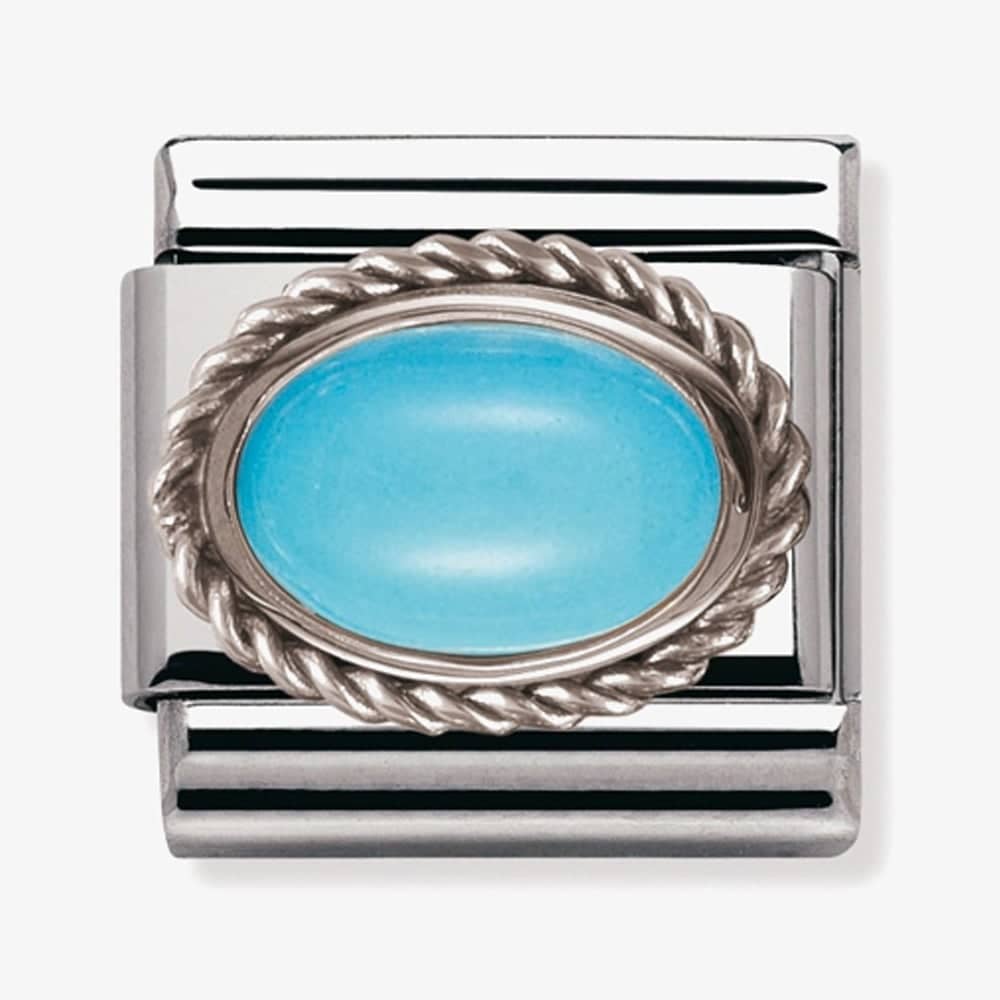 Product photograph of Nomination Classic Silvershine Ornate Settings Turquoise Charm 330503 06 from The Jewel Hut