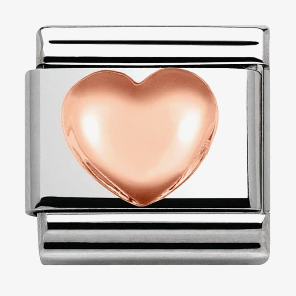 Nomination CLASSIC Rose Gold Love Raised Heart Charm Bracelet 430104/22 & 030001/SI/011