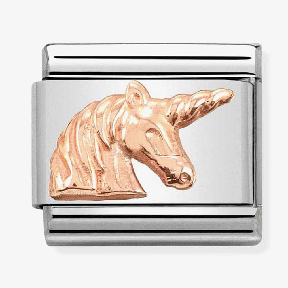 Product photograph of Nomination Classic Rose Gold Unicorn Head Charm 430106 18 from The Jewel Hut