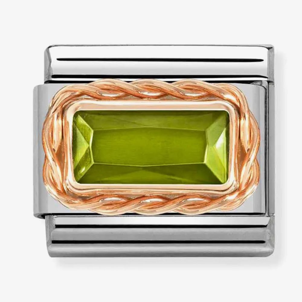 Nomination CLASSIC Composable Rose Gold Rope Green Cubic Zirconia Charm 430604/033