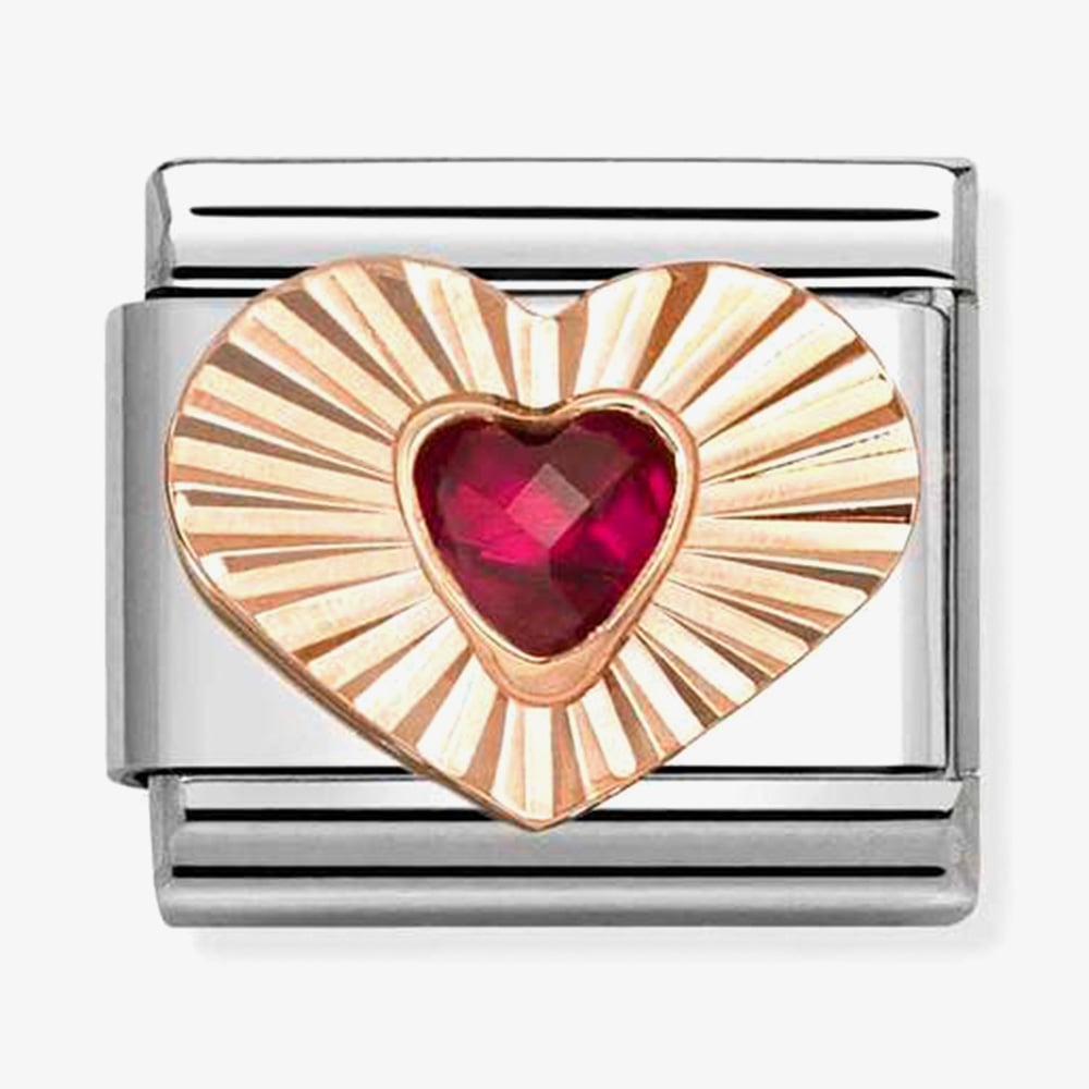 Nomination Classic Rose Gold Heart Red Cubic Zirconia Charm 430610/005