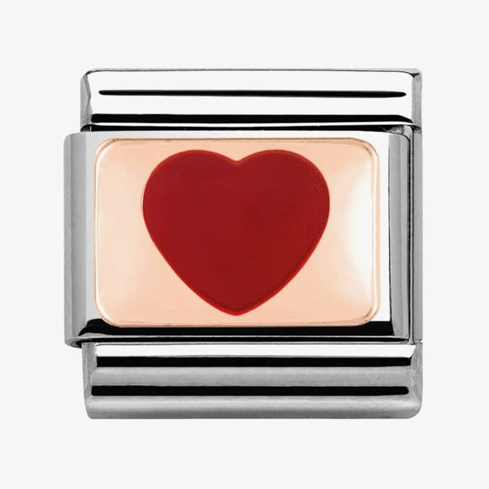Product photograph of Nomination Classic Rose Gold Red Enamel Heart Charm 430201 14 from The Jewel Hut