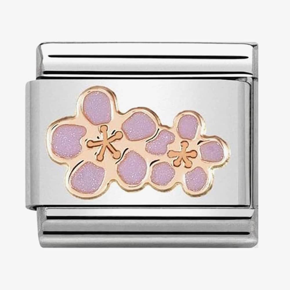 Product photograph of Nomination Classic Rose Gold Peach Blossom Charm 430202 03 from The Jewel Hut