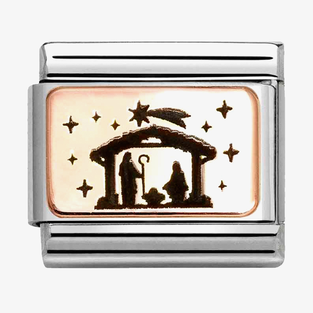 Product photograph of Nomination Classic Rose Gold Nativity Charm 430111 19 from The Jewel Hut