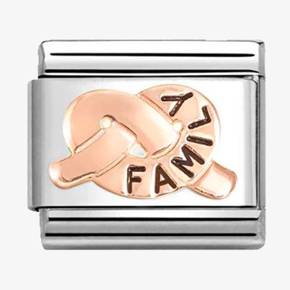 Product photograph of Nomination Classic Rose Gold Family Promise Knot Charm 430202 37 from The Jewel Hut