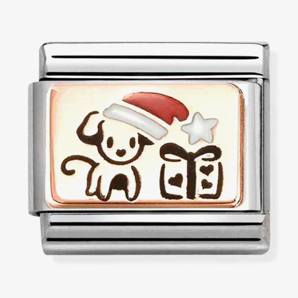Nomination Rose Gold Christmas Dog Charm
