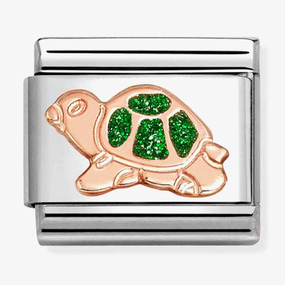 Nomination Composable Classic Rose Gold Green Glitter Turtle Charm 430205/35
