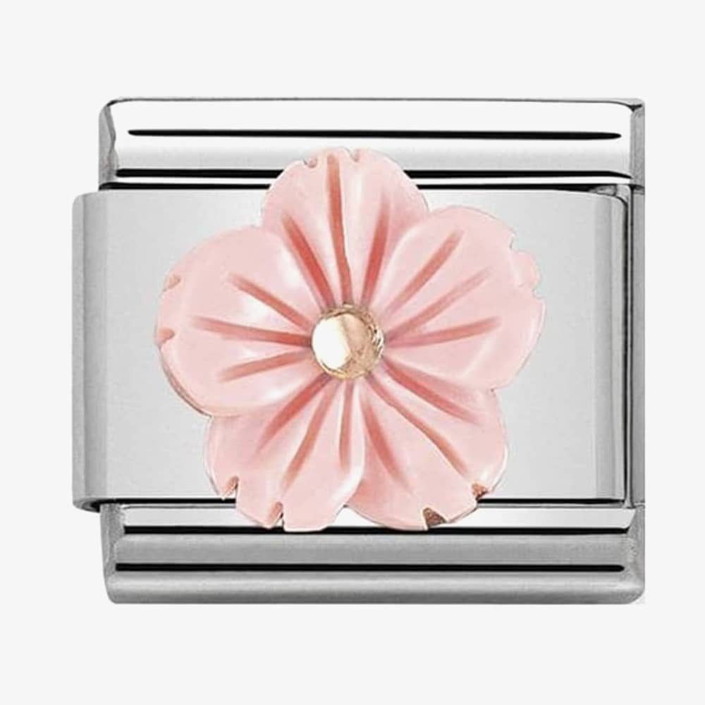 Product photograph of Nomination Classic Rose Gold Coral Paste Flower Charm 430510 03 from The Jewel Hut