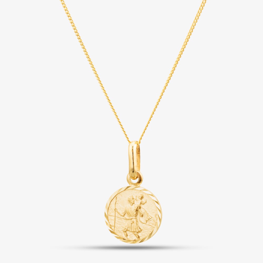 9ct Yellow Gold St Christopher Pendant Necklace 1.64.2939