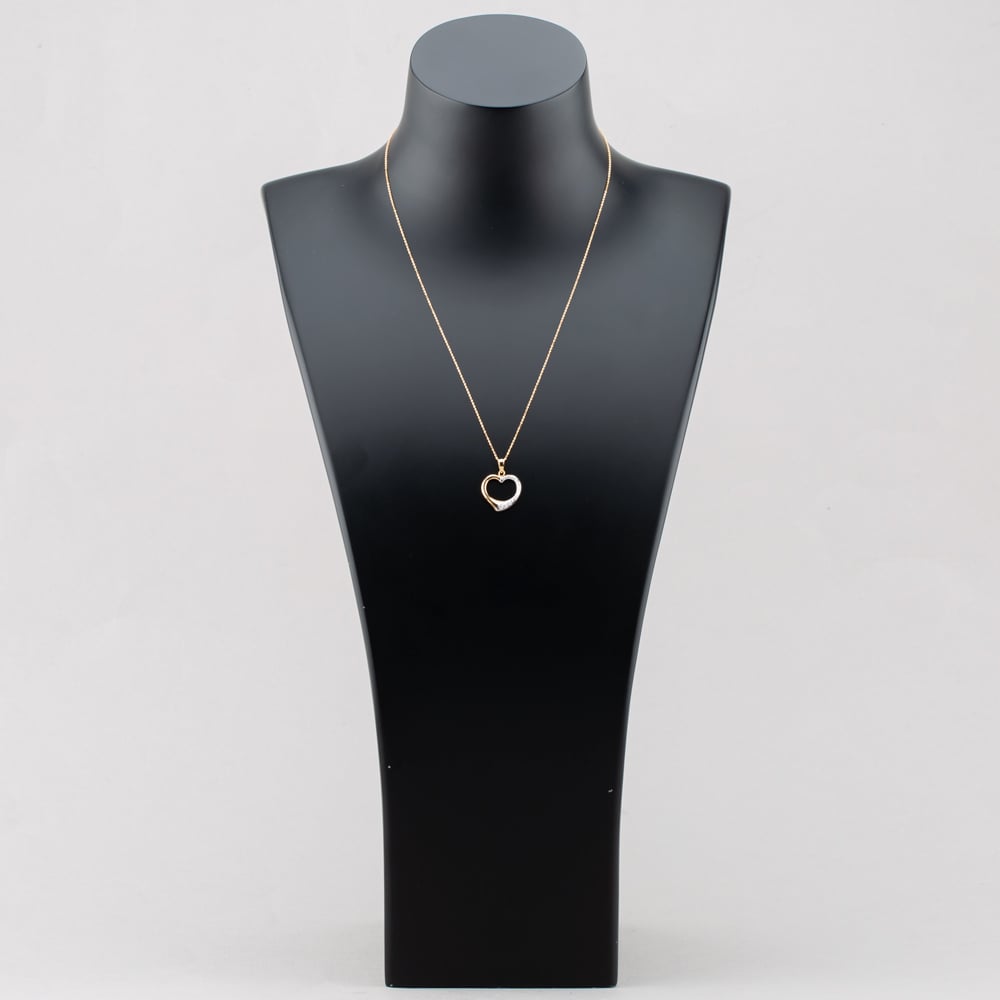 9ct Two Colour Gold Half Textured Open Heart Pendant Necklace UPD2302YW