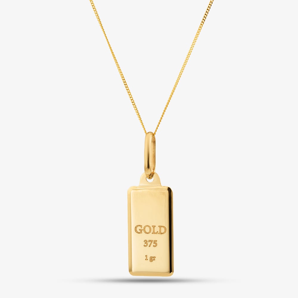 9ct Yellow Gold Ingot Pendant Necklace 1.61.0047