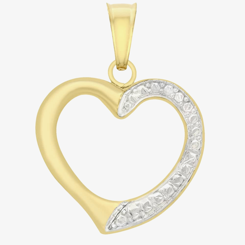 9ct Two Colour Gold Open Heart Pendant 2.62.8629
