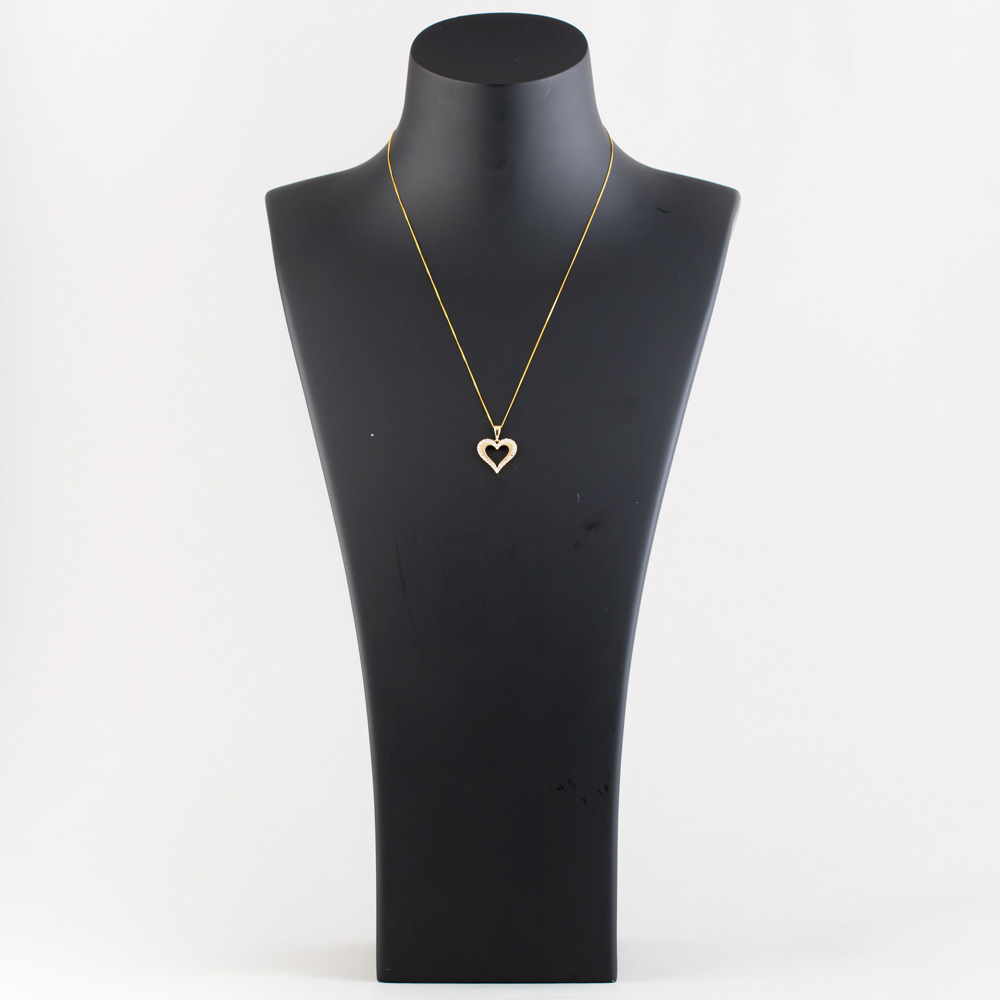 9ct Yellow Gold Cubic Zirconia Open Heart Necklace P1606Y