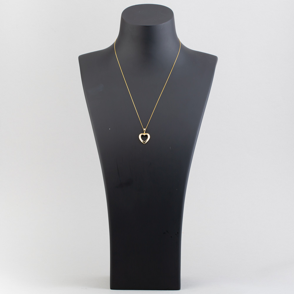 9ct Yellow Gold Cubic Zirconia Open Heart Necklace P1616Y