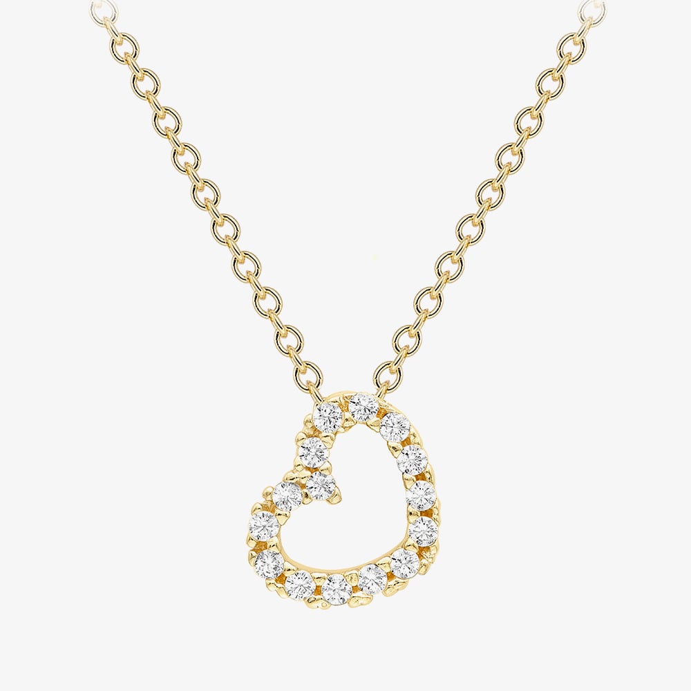 Click to view product details and reviews for 9ct Yellow Gold Cubic Zirconia Open Heart Pendant Necklace 110625114400.
