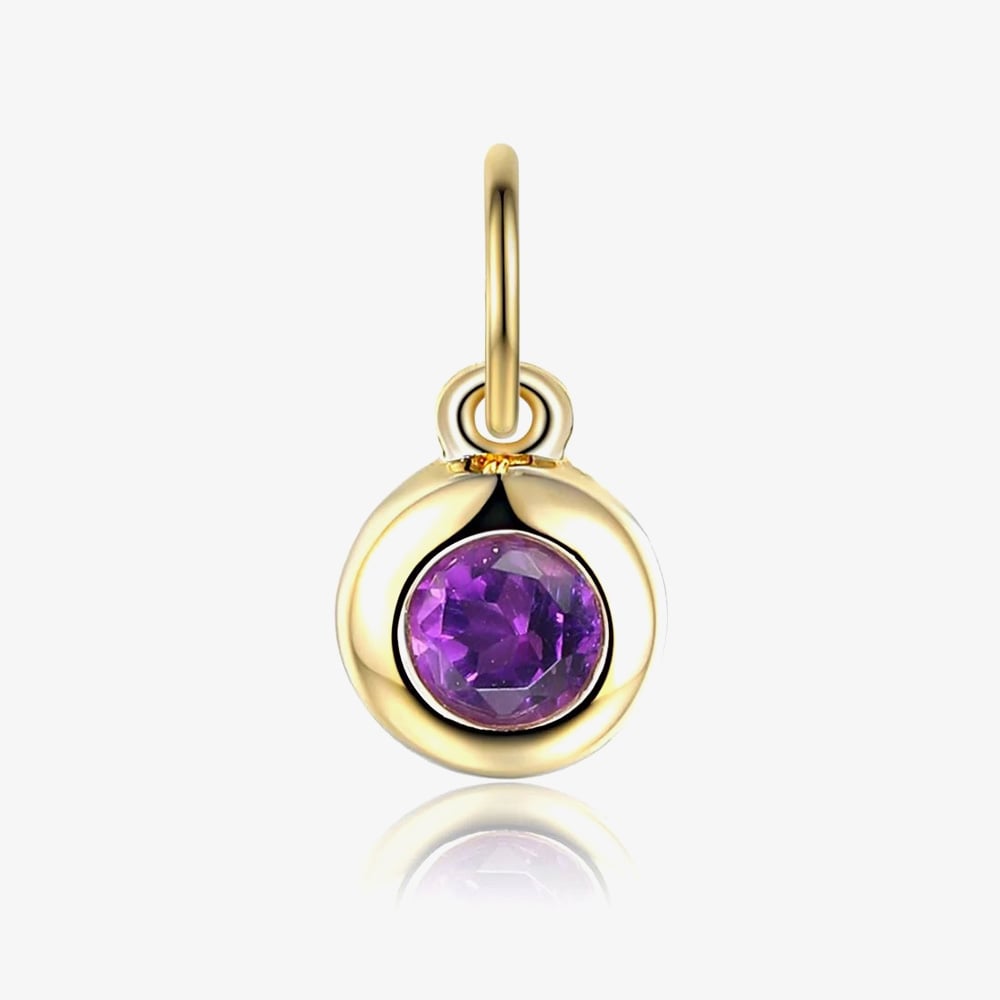 9ct Yellow Gold 0.16ct Amethyst Birthstone Bubble Charm NTCH409AM-9YG