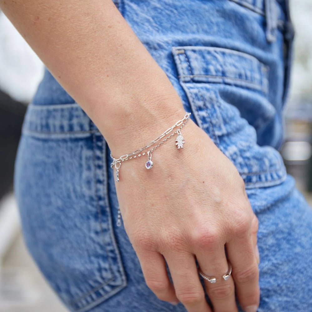 9ct White Gold 0.17ct Tanzanite Birthstone Bubble Charm NTCH409TZ-9WG