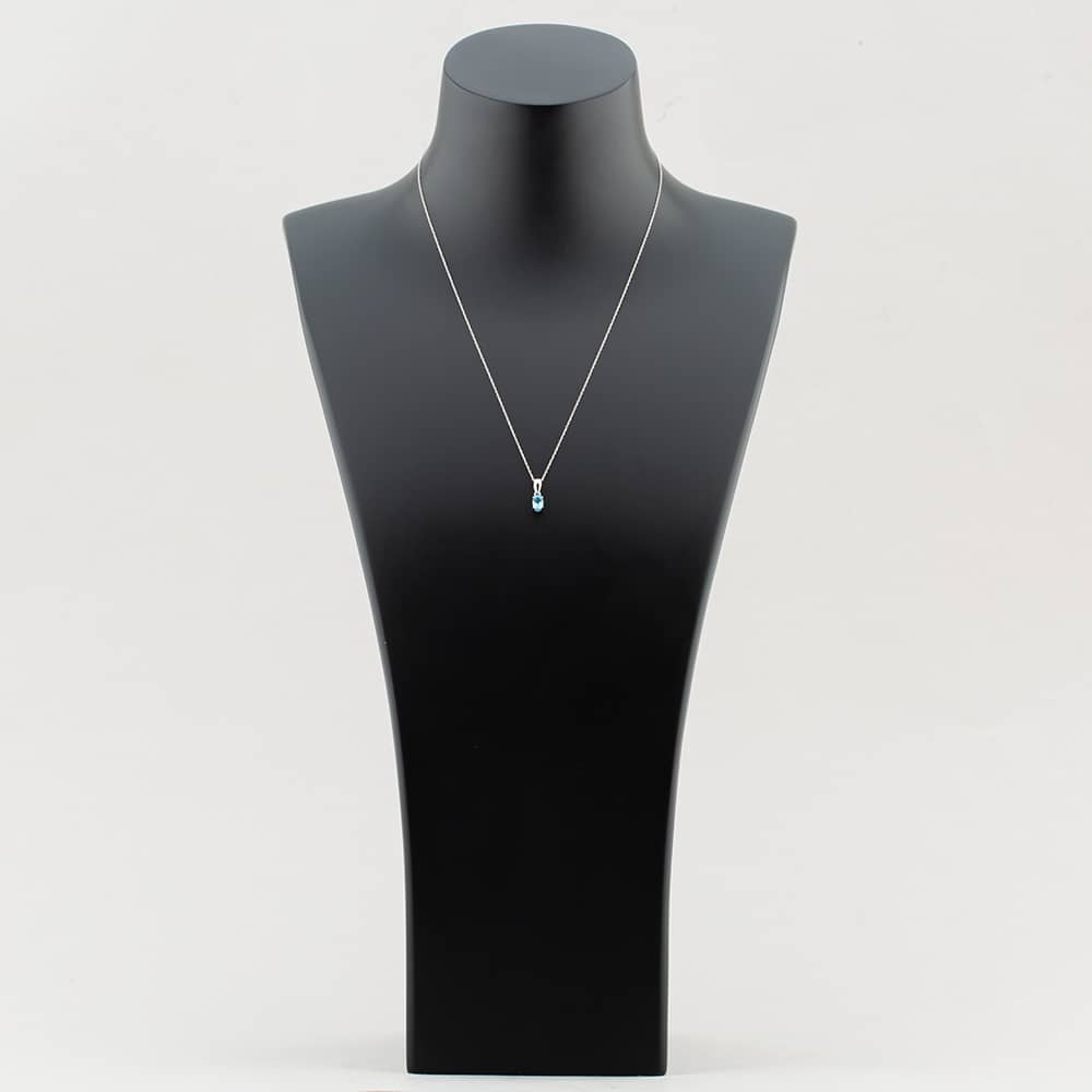 9ct White Gold Oval Cut Blue Topaz Necklace OJS0006P-SBT 9KW