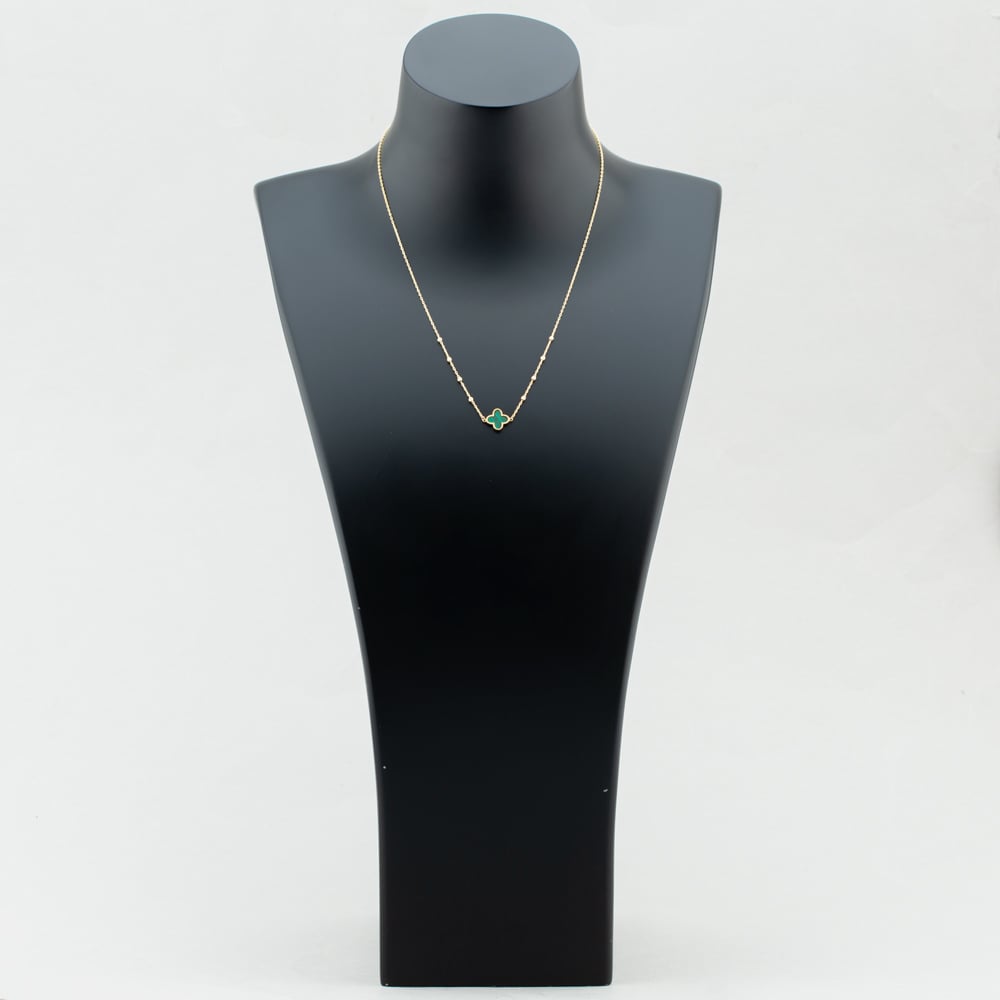 9ct Yellow Gold Green Malachite Clover Necklace 1.19.2240
