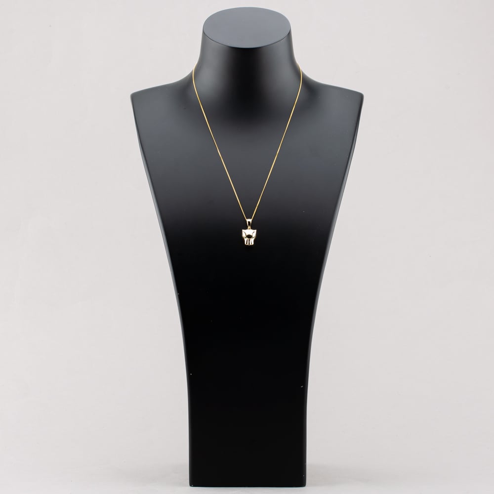  9ct Gold Panther Head Green Crystal Eye Pendant Necklace NBE016