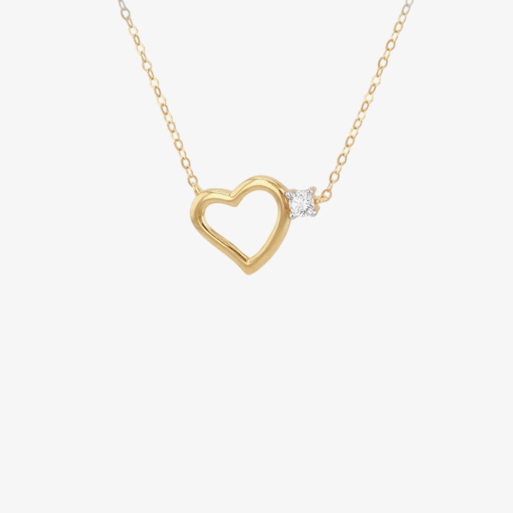 9ct Yellow Gold Cubic Zirconia Open Heart Necklace 1.19.2744