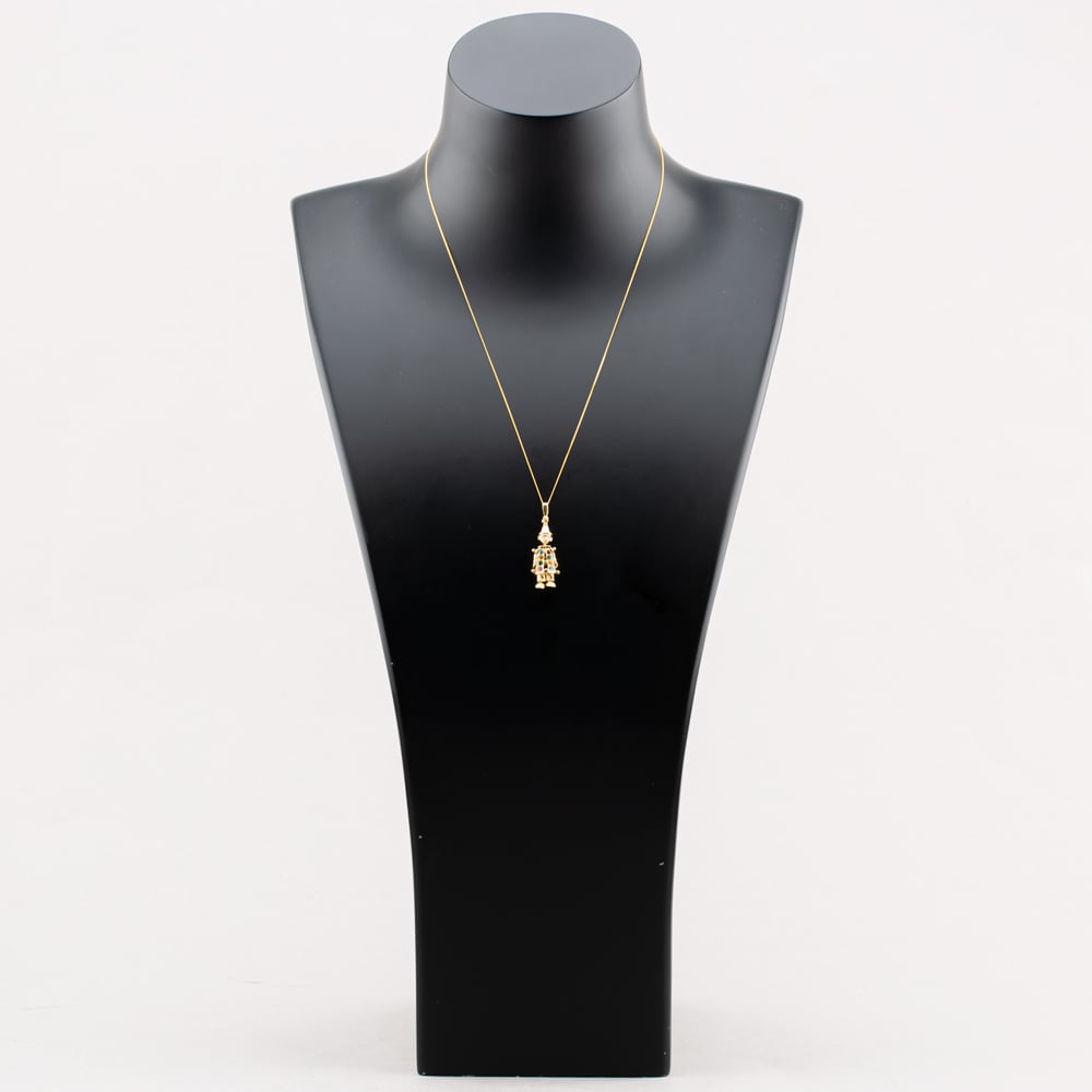 9ct Yellow Gold Multi Coloured Cubic Zirconia Clown Pendant Necklace 1.61.7192
