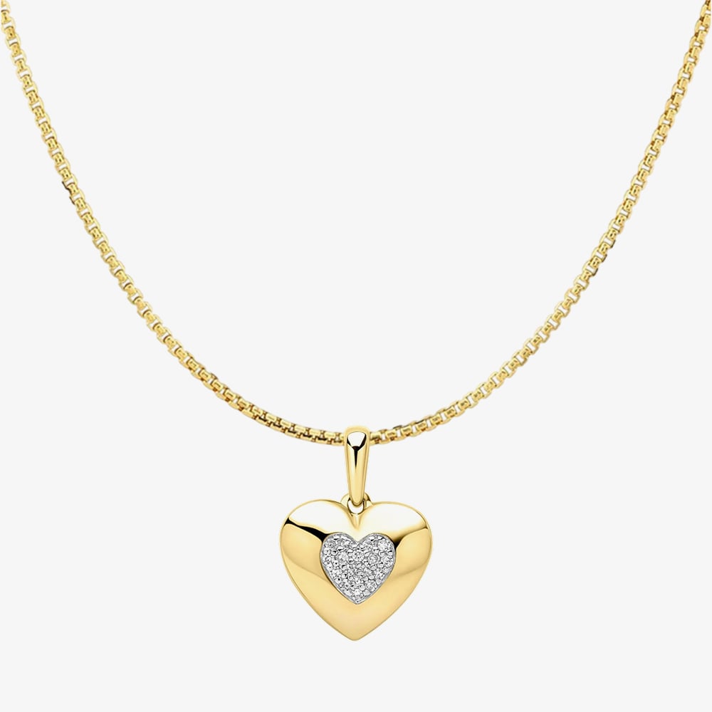 Gold Impression 9ct Yellow Gold Diamond Heart Pendant GP2402 GN141