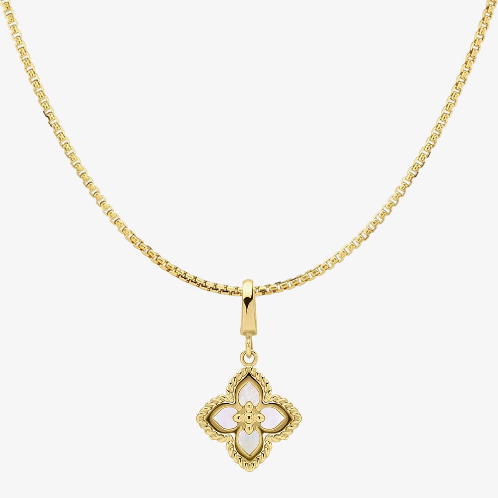 Fashionista Gold 9ct Yellow Gold Mother of Pearl Flower Pendant GP2406W GN141