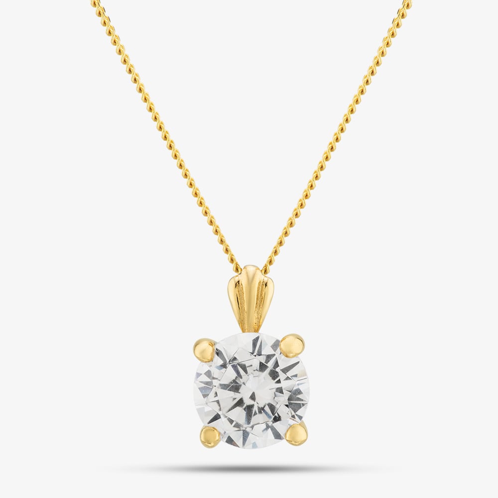 9ct Gold 5mm Round Cubic Zirconia Pendant 1.62.2712