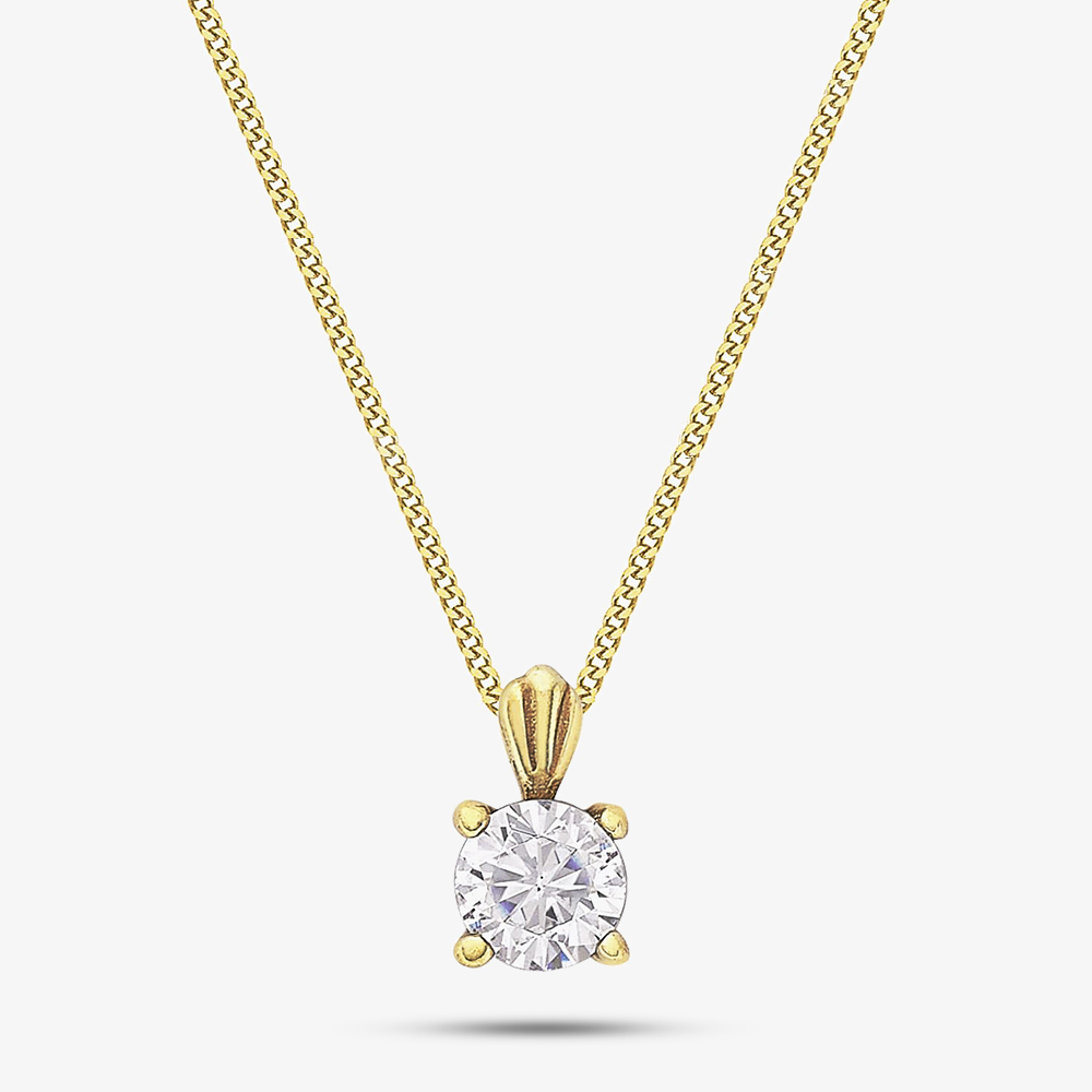 Product photograph of 9ct Yellow Gold Cubic Zirconia Necklace 1 68 5302 from The Jewel Hut