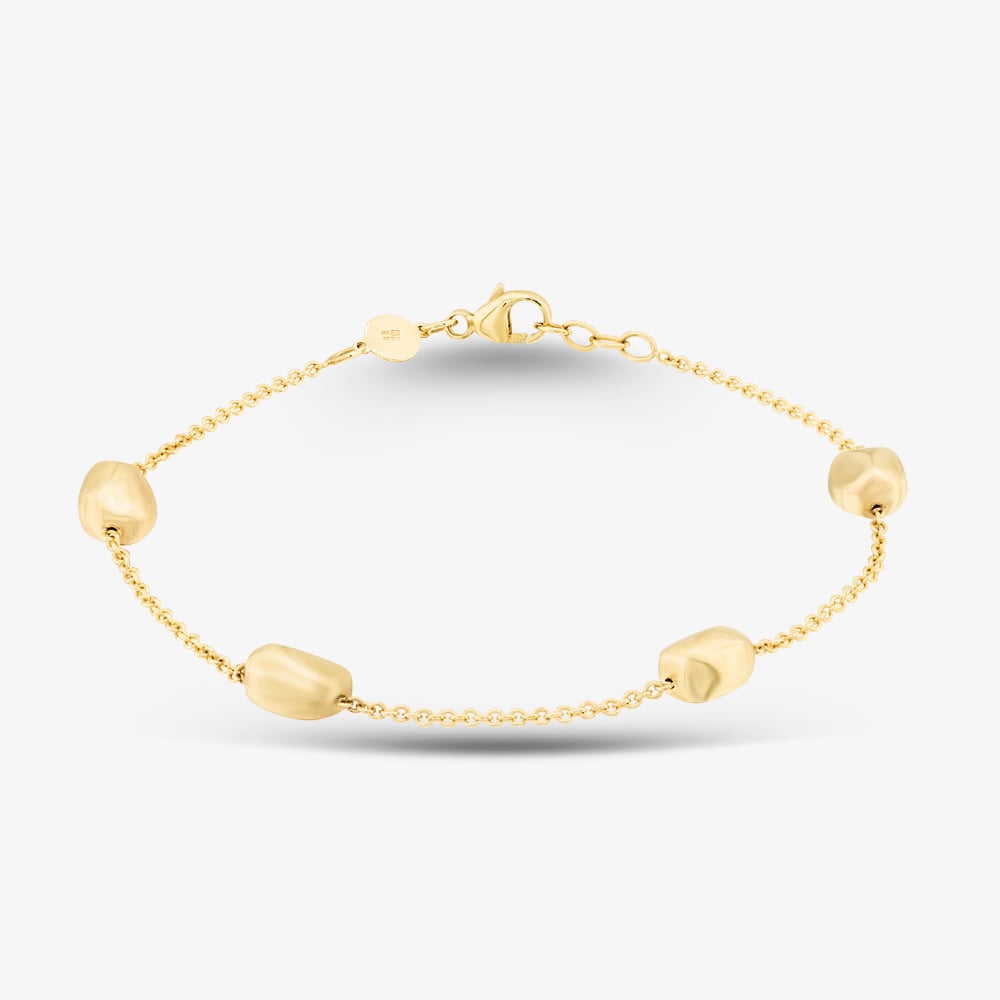Product photograph of 9ct Gold Pebble Chain Bracelet Cn006-07 from The Jewel Hut