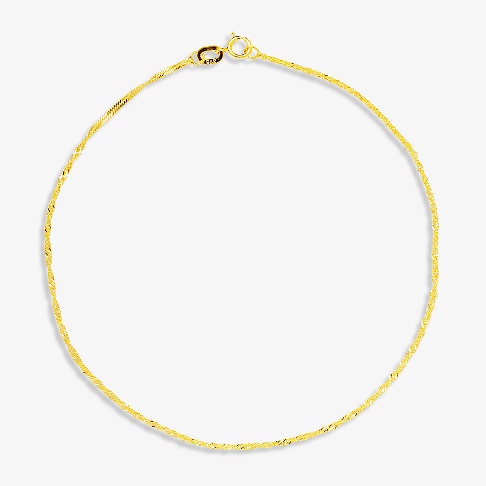 9ct Yellow Gold 9 Inch Twist Curb Chain Anklet 1.23.0464
