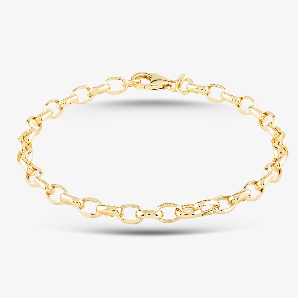 Product photograph of 9ct Yellow Gold 8 5 Inch Oval Belcher Chain Bracelet Hob160-8 5 from The Jewel Hut