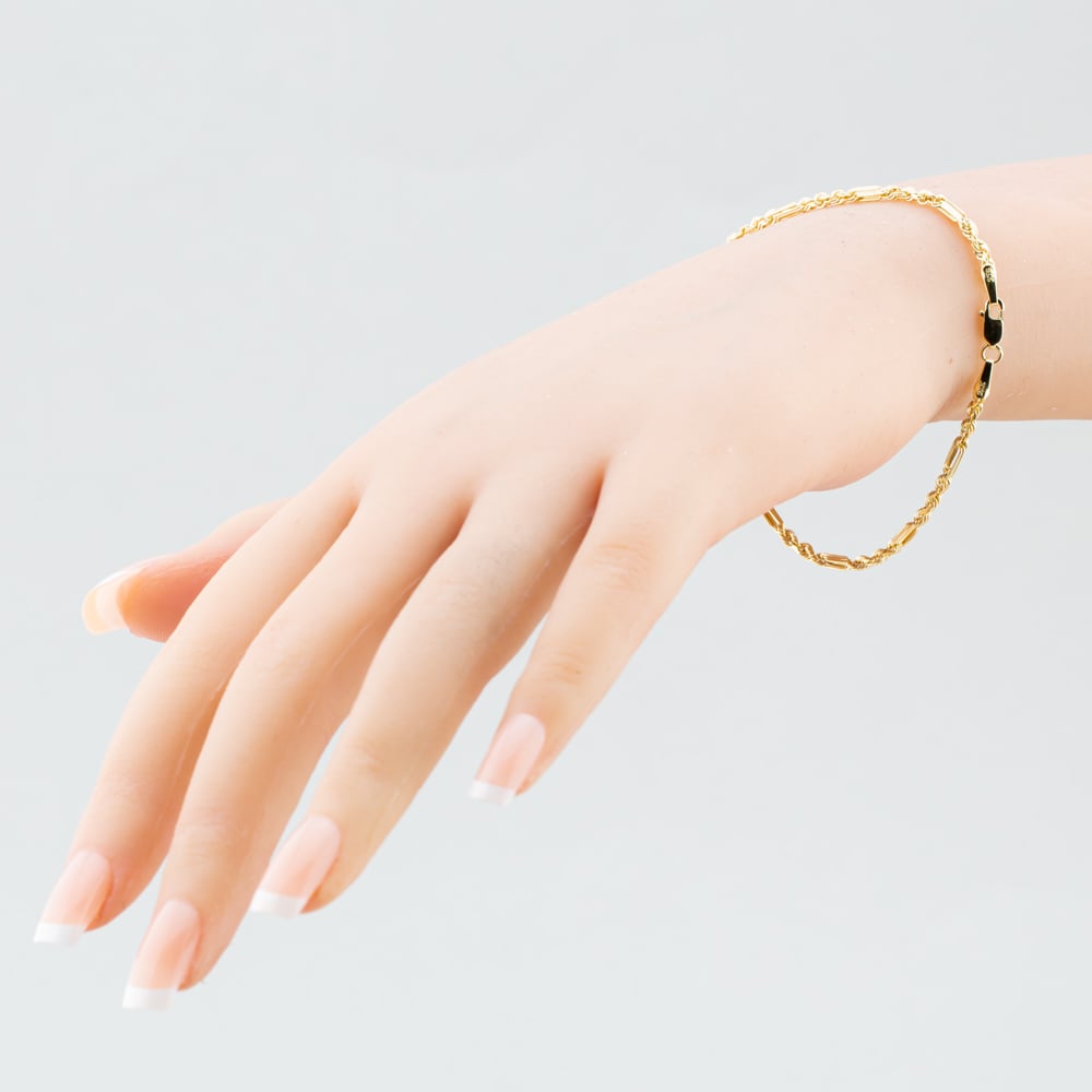 9ct Yellow Gold Diamond Cut Figaro Rope Bracelet 1.22.1171