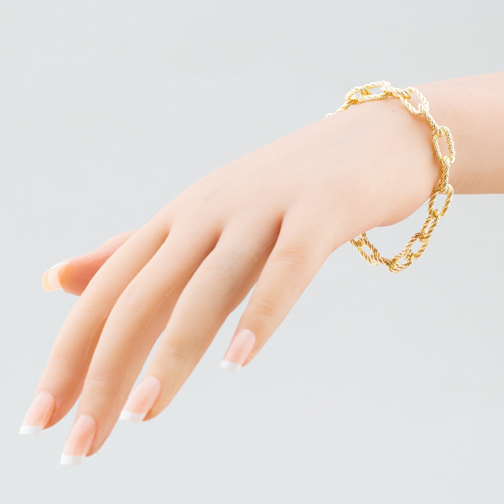 9ct Yellow Gold Textured Oval Link Bracelet 1.28.1502