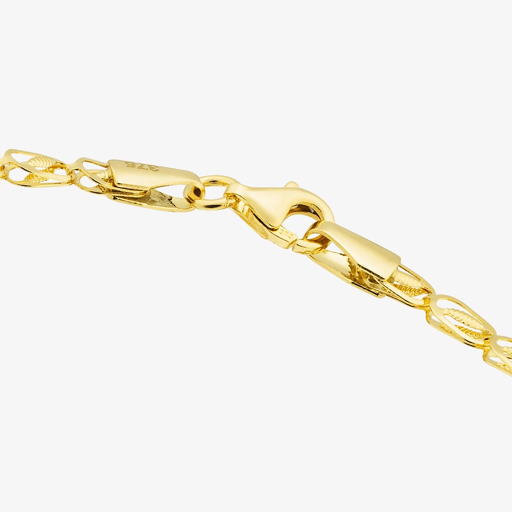9ct Yellow Gold 7.5 Inch Multi Leaf Chain Bracelet BBE019Y