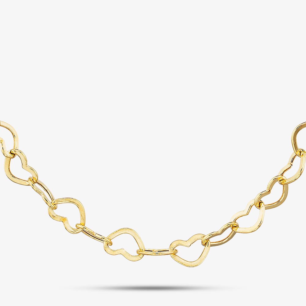 Gold Classic 9ct Yellow Gold 16-18 Inch Open Heart Chain HMHC-500-9Y-EX/16-18