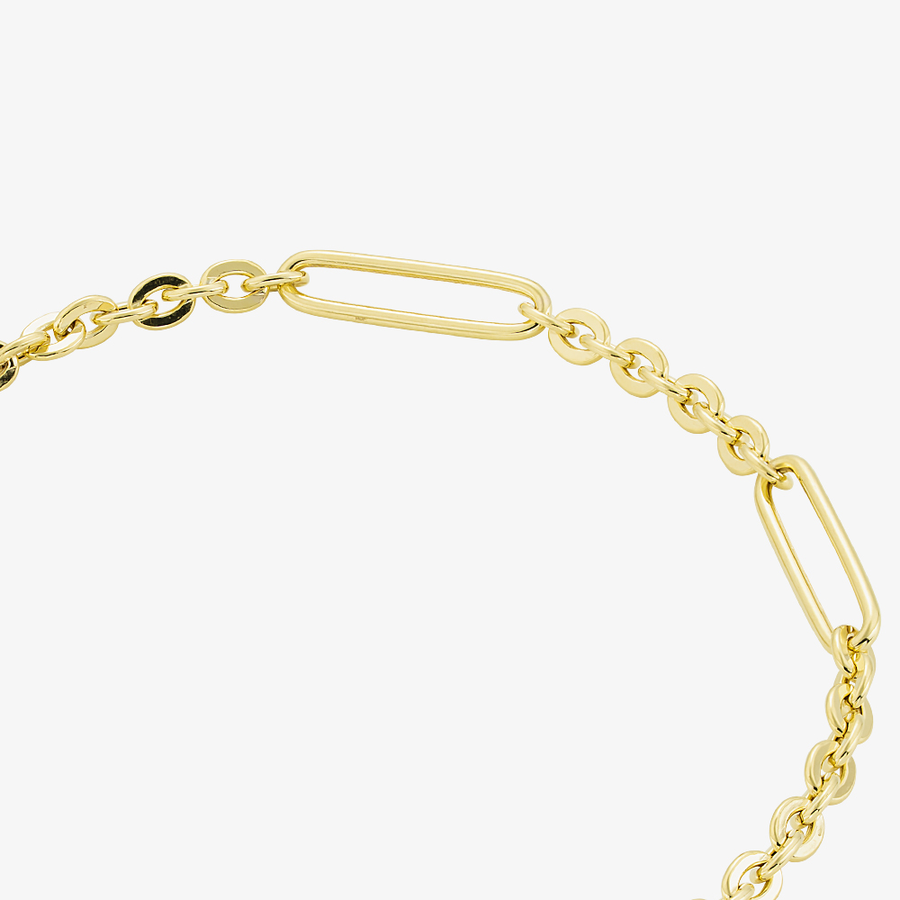 Gold Classic 9ct Yellow Gold 7.5ch Figaro Chain T-Bar Bracelet HFTC-420-9Y-7.5