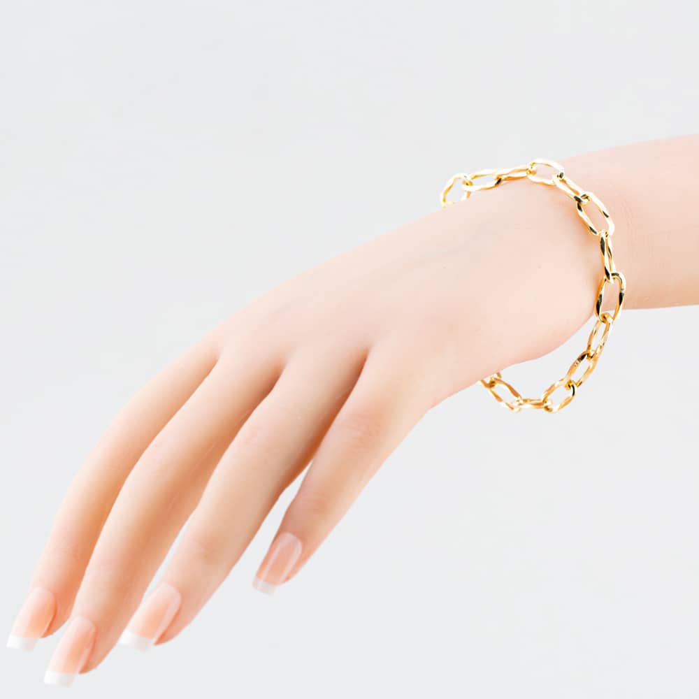 9ct Yellow Gold 7.5 Inch Diamond Cut Oval Belcher Bracelet 1.29.0502