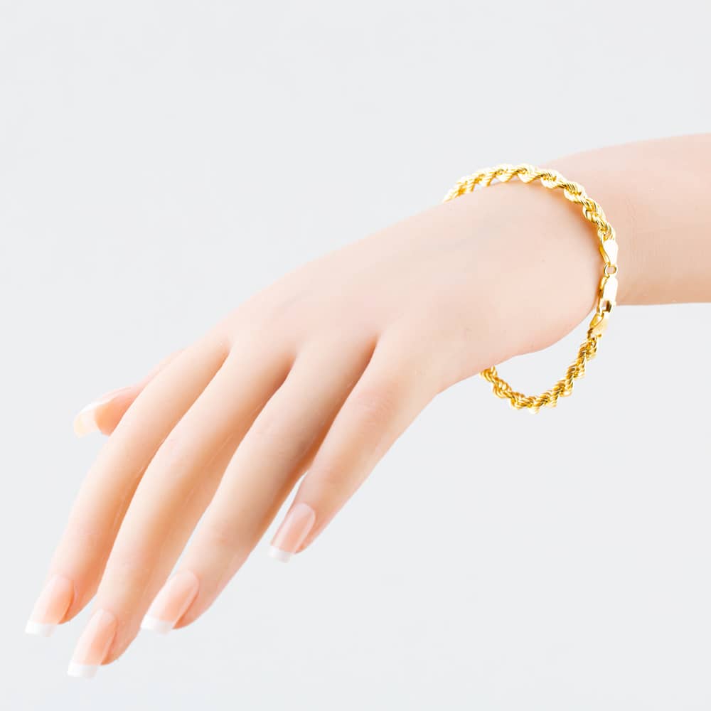 9ct Yellow Gold 7.5 Inch Rope Chain Bracelet CUL085-7.5