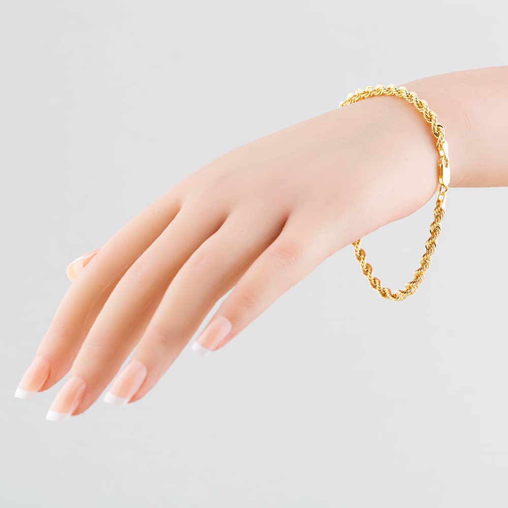 9ct Yellow Gold 8.5 Inch Rope Chain Bracelet HLRP-420-9Y-8.5