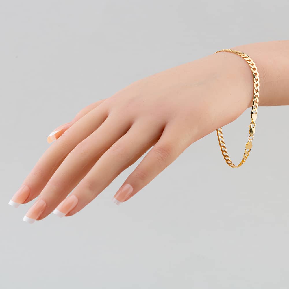 9ct Yellow Gold 8.5 Inch Flat Curb Chain Bracelet SUFC-440-9Y-8.5