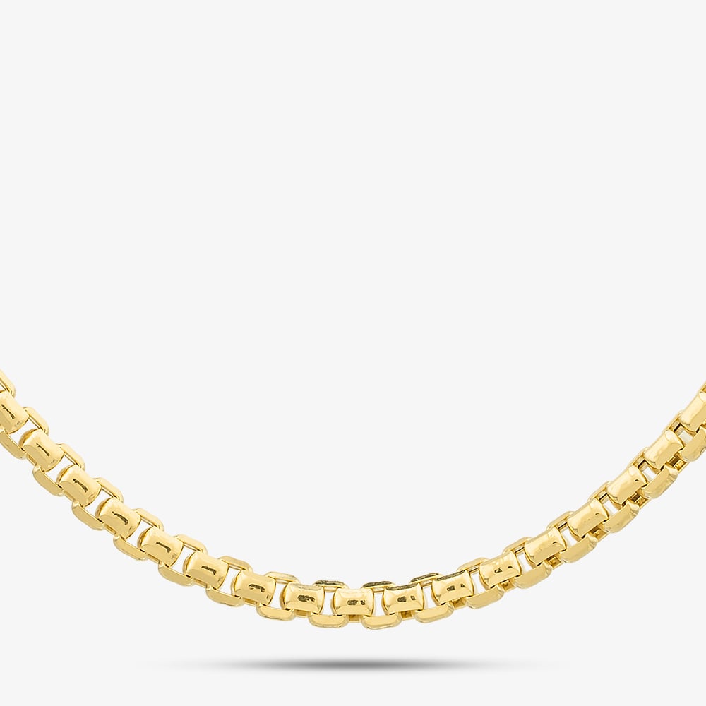 9ct Yellow Gold 18 Inch Diamond Cut Belcher Chain Necklace SQB050-18