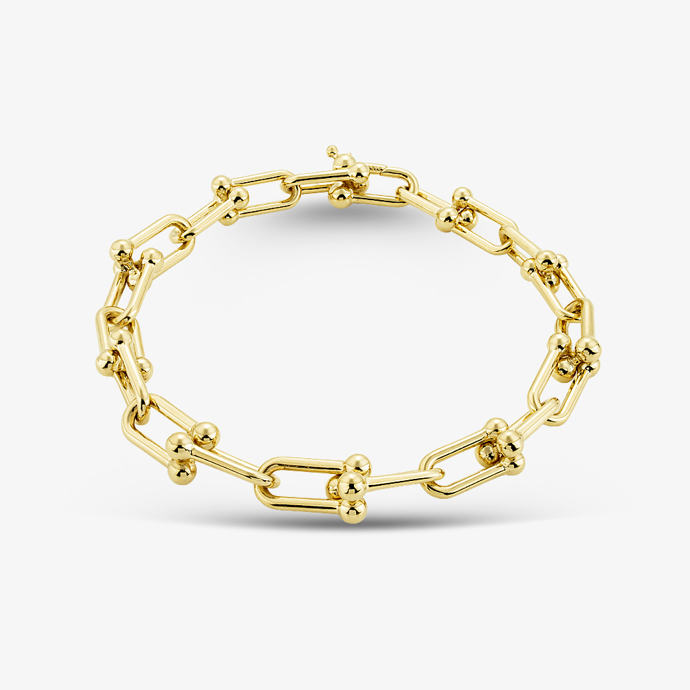 Gold Classic 9ct Yellow Gold 7.5 Inch Fancy Bar Ball Chain Bracel