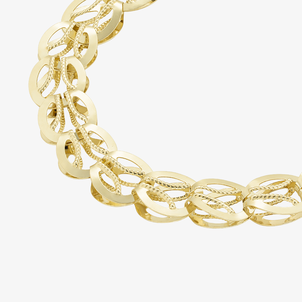 Gold Classic 9ct Yellow Gold 7.5 Inch Stamped Shell Link Bracelet HSLB-850-9Y-7.5